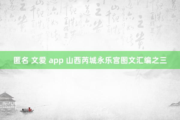 匿名 文爱 app 山西芮城永乐宫图文汇编之三