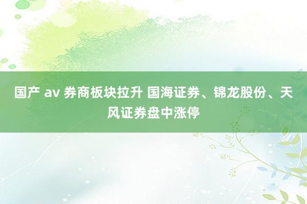 国产 av 券商板块拉升 国海证券、锦龙股份、天风证券盘中涨停