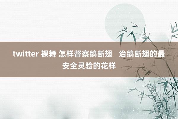 twitter 裸舞 怎样督察鹅断翅   治鹅断翅的最安全灵验的花样