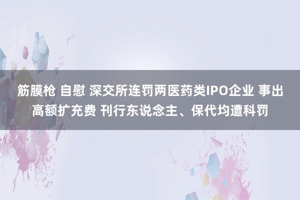 筋膜枪 自慰 深交所连罚两医药类IPO企业 事出高额扩充费 刊行东说念主、保代均遭科罚