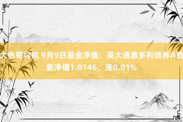 大色哥导航 9月9日基金净值：英大通惠多利债券A最新净值1.0146，涨0.01%