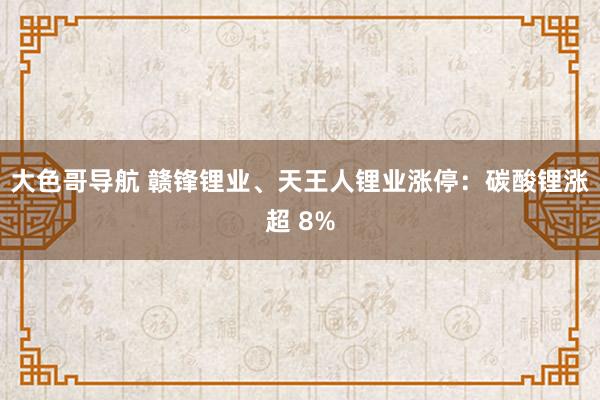 大色哥导航 赣锋锂业、天王人锂业涨停：碳酸锂涨超 8%