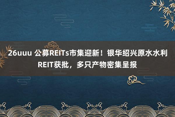 26uuu 公募REITs市集迎新！银华绍兴原水水利REIT获批，多只产物密集呈报