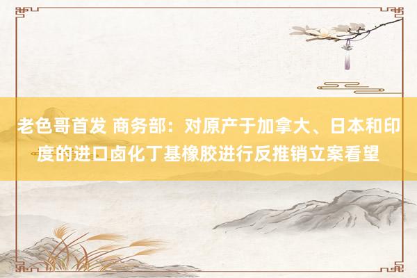 老色哥首发 商务部：对原产于加拿大、日本和印度的进口卤化丁基橡胶进行反推销立案看望