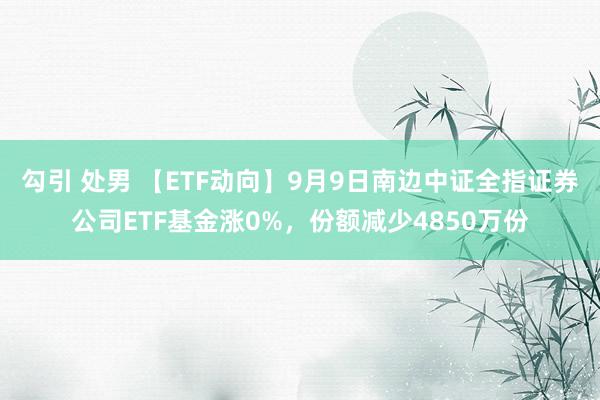 勾引 处男 【ETF动向】9月9日南边中证全指证券公司ETF基金涨0%，份额减少4850万份