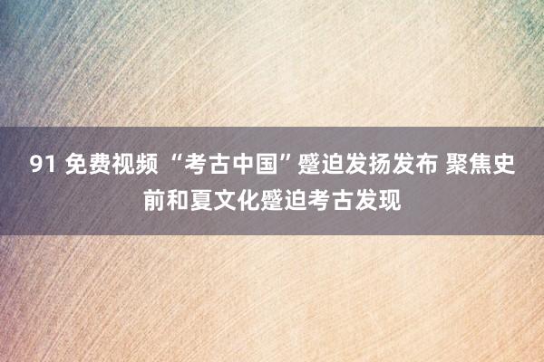 91 免费视频 “考古中国”蹙迫发扬发布 聚焦史前和夏文化蹙迫考古发现