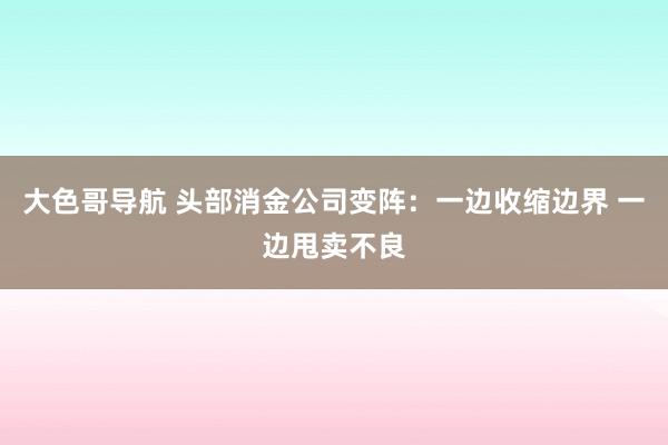 大色哥导航 头部消金公司变阵：一边收缩边界 一边甩卖不良