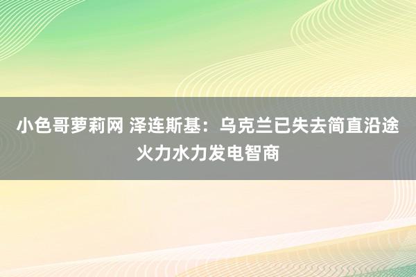 小色哥萝莉网 泽连斯基：乌克兰已失去简直沿途火力水力发电智商