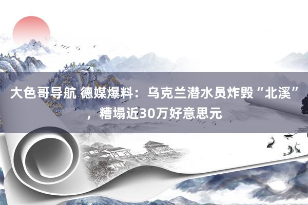 大色哥导航 德媒爆料：乌克兰潜水员炸毁“北溪”，糟塌近30万好意思元