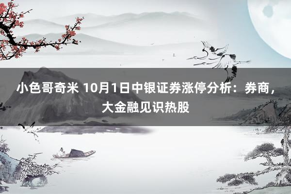 小色哥奇米 10月1日中银证券涨停分析：券商，大金融见识热股