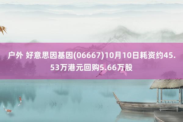 户外 好意思因基因(06667)10月10日耗资约45.53万港元回购5.66万股