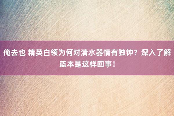 俺去也 精英白领为何对清水器情有独钟？深入了解蓝本是这样回事！