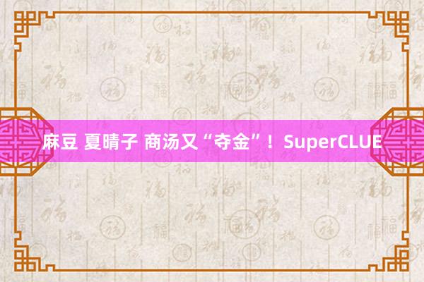 麻豆 夏晴子 商汤又“夺金”！SuperCLUE