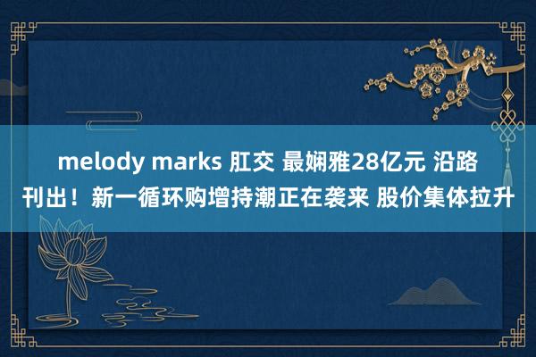 melody marks 肛交 最娴雅28亿元 沿路刊出！新一循环购增持潮正在袭来 股价集体拉升