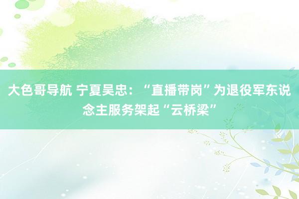 大色哥导航 宁夏吴忠：“直播带岗”为退役军东说念主服务架起“云桥梁”