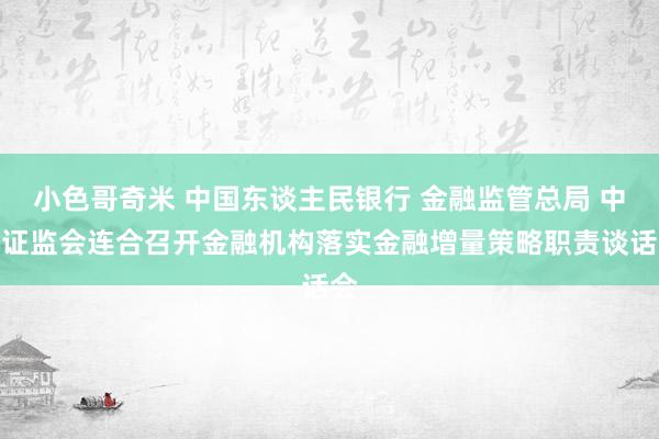 小色哥奇米 中国东谈主民银行 金融监管总局 中国证监会连合召开金融机构落实金融增量策略职责谈话会