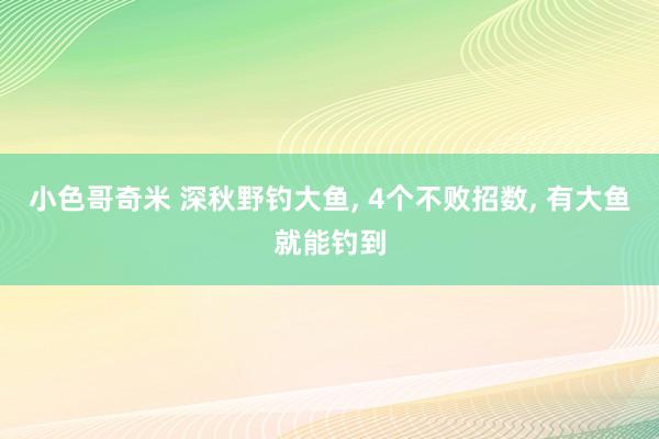 小色哥奇米 深秋野钓大鱼, 4个不败招数, 有大鱼就能钓到