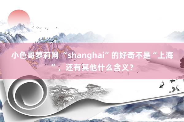 小色哥萝莉网 “shanghai”的好奇不是“上海”，还有其他什么含义？