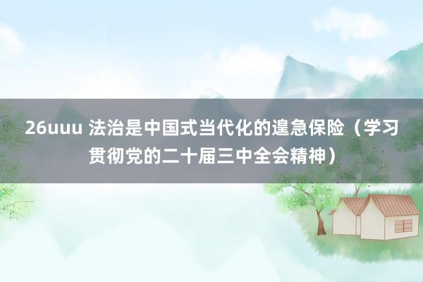 26uuu 法治是中国式当代化的遑急保险（学习贯彻党的二十届三中全会精神）