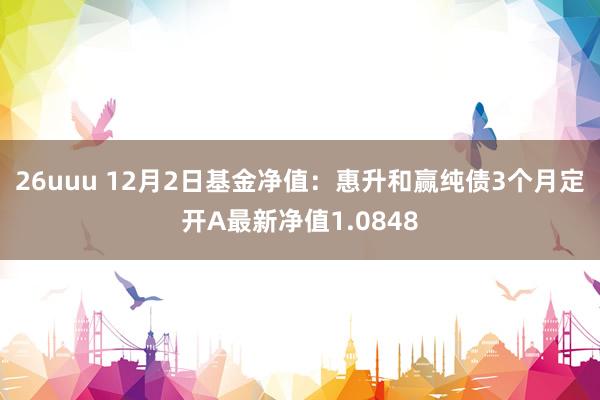 26uuu 12月2日基金净值：惠升和赢纯债3个月定开A最新净值1.0848