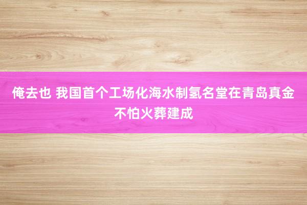 俺去也 我国首个工场化海水制氢名堂在青岛真金不怕火葬建成