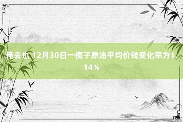 俺去也 12月30日一揽子原油平均价钱变化率为1.14%