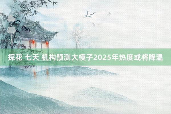 探花 七天 机构预测大模子2025年热度或将降温