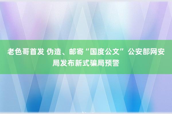 老色哥首发 伪造、邮寄“国度公文” 公安部网安局发布新式骗局预警