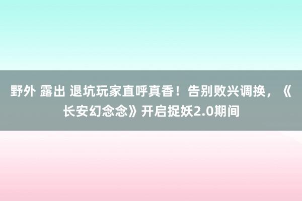 野外 露出 退坑玩家直呼真香！告别败兴调换，《长安幻念念》开启捉妖2.0期间