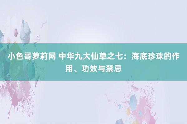 小色哥萝莉网 中华九大仙草之七：海底珍珠的作用、功效与禁忌