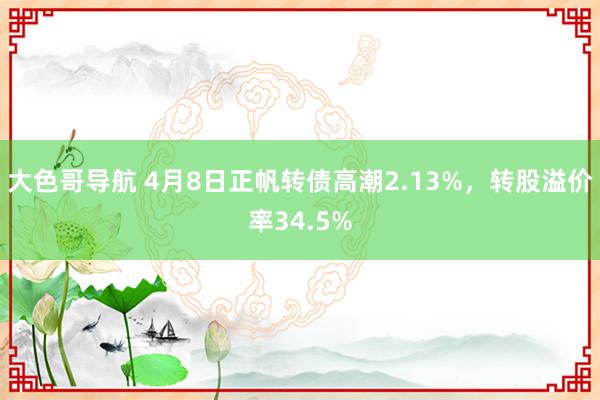 大色哥导航 4月8日正帆转债高潮2.13%，转股溢价率34.5%